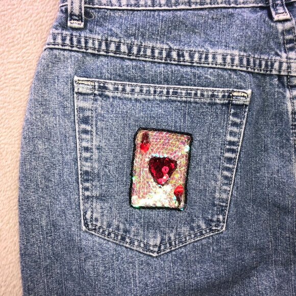Vintage Lee Riders Women's Capri Jeans Size 14M High Rise Sequined Cropped Casua - Picture 10 of 15